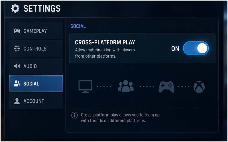 Marvel Rivals cross-platform play setting toggle