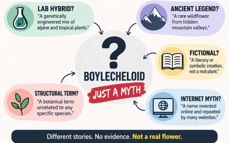Contradictory claims about the fictional Boylecheloid flower.